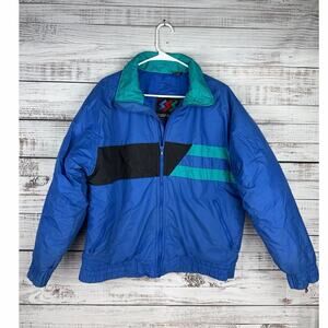 Vintage 90s Steep Slopes Ski Jacket Coat Blue Mens Medium Retro Nylon Fashion